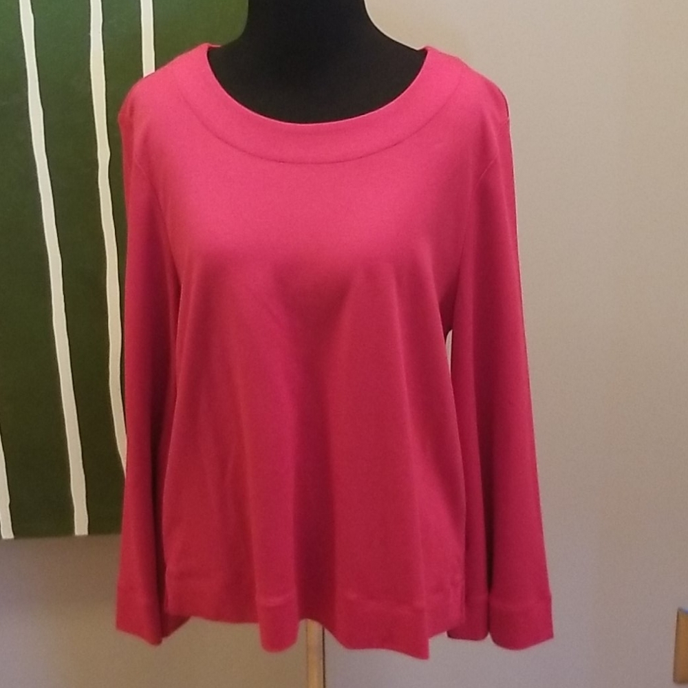 Ann Taylor Scoop Neck Zipper Back flare sleeve top